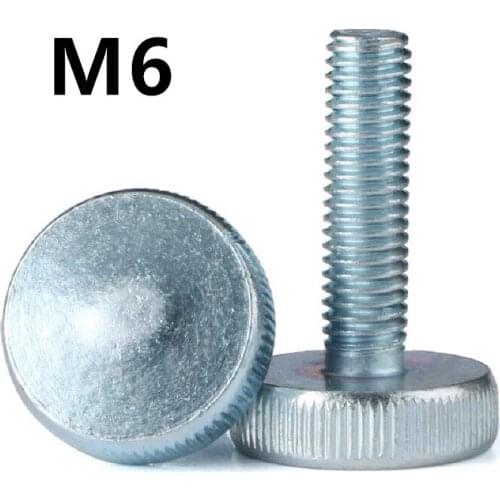 10PCS DIN653 GB835 M6x8/10/12/16/20/25/30/35/40/45/50mm Knurling Flat Head Knurled Thumb Screw Hand Tighten Computer Screws