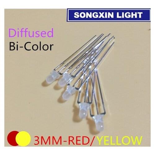1000pcs LED 3mm Diffused Yellow And Red Common Cathode Common Anode 3 Pin Round 3 mm Bi-Color LED Light-Emitting Diode