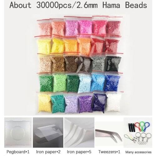 30000pca 2.6mm Mini Hama Beads and pegboard tool Available perler Iron Beads toys Guarantee PUPUKOU Activity Fuse Beads