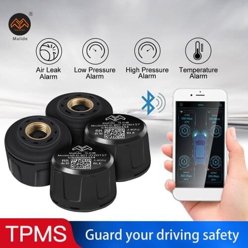 4PCS Bluetooth universal Car Tire Pressure Monitoring external Sensor TPMS with Mobile APP support Android & IOS Wireless