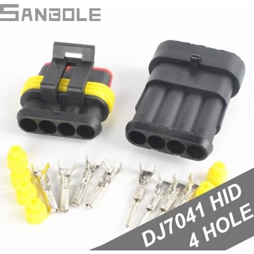 4P Nylon Flame Retardant Waterproof Connector For Automobile HID Male And Female DJ7041 Xenon Lamp Fuel Pump Plug-in (10PCS)