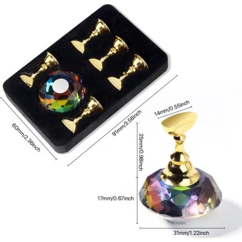 6PCS/Set Acrylic Nail Art Practice Stands Magnetic Nail Tips Holders Training Fingernail Display Stands DIY Nail Crystal Holders