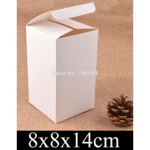 8*8*14cm Cosmetic/Jewerly white paper box 3.1''*3.1''*5.5'' gift boxes,Essential oil box,custom box logo 70pcs/lot