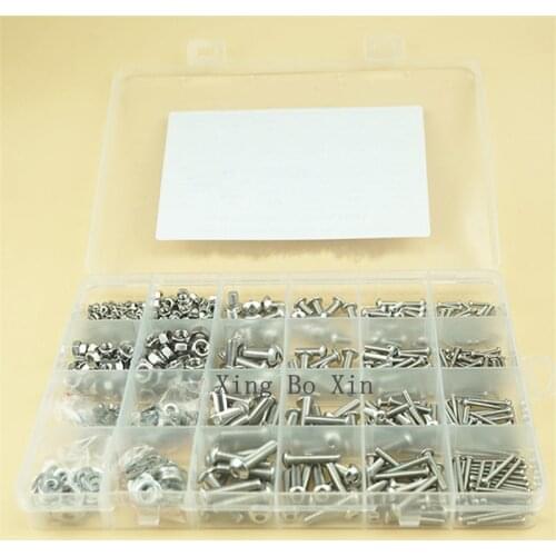 880Pcs M2 M3 M4 M5 304 Stainless Steel Precise Metric Hex Flat Head Cap Self Tapping Screws Round Flat Socket Bolts and Nuts
