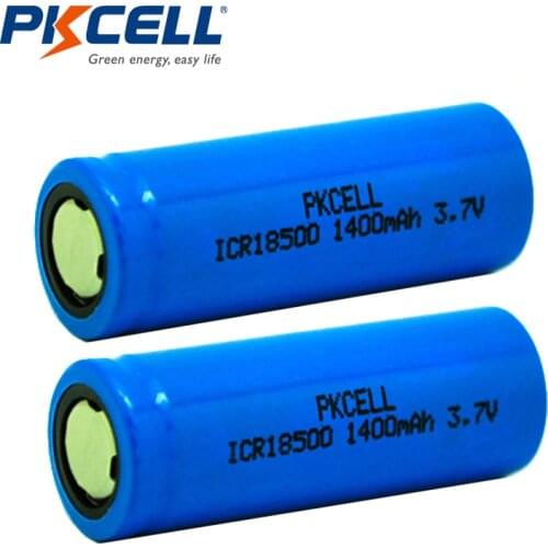 2Pcs/lot PKCELL ICR 18500 Battery 3.7V 1400mAh Rechargeable Battery 18500 Bateria Recarregavel Lithium li-ion Batteies Baterias