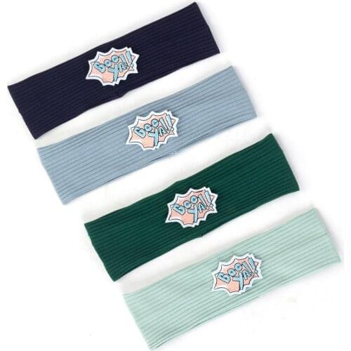 Baby Girls Letter Applique Accessories Ribbed Headband For Kids Head Wrap Children Elastic Cotton Hairband Fashion Turban AT006