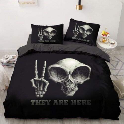 American Duvet Cover Set Bedding Sets Comforter Case and Pillowcase King Queen Full Twin Size 3D Skull Bedclothes