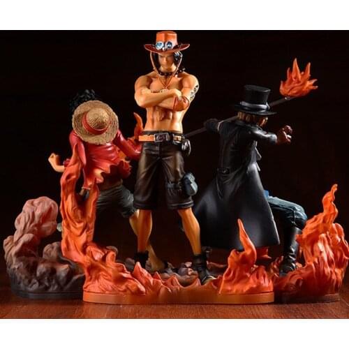 Bandai One Piece Anime Action Figure Model Monkey D Luffy Ace Sabo Three Brothers Pvc Collection Toy Doll Children Holiday Gift