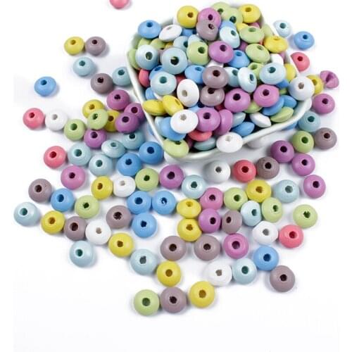 50-300Pcs/Lot 12mm Colorful Natural Wood Loose Flat Spacer Wooden Beads For Jewelry Making DIY Necklace Bracelet Accessories