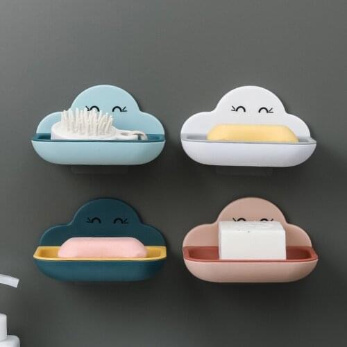 Household kitchen bathroom wall hanging free drilling hole strong viscose soap dish drain shelf