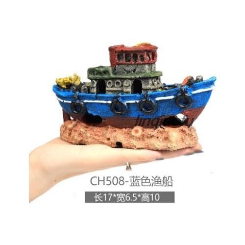 Fish tank landscaping shipwreck aquarium decoration, rockery and broken ship shelter creative features
