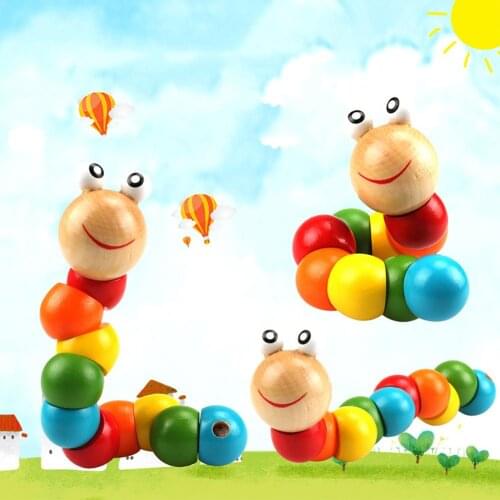 Kids Worm Toys Colorful Wooden Worm Puzzle Kids Early Learning kids Education Toys Finger Game for Children Montessori Gifts toy