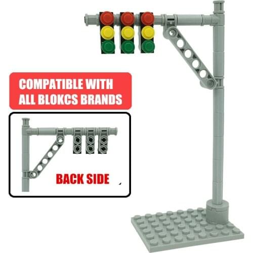 Roads MOC Parts Traffic Lights City Building Blocks for Kids DIY Bricks Toys Street Lamp Baseplate Boys Girls Gifts over 3 Years