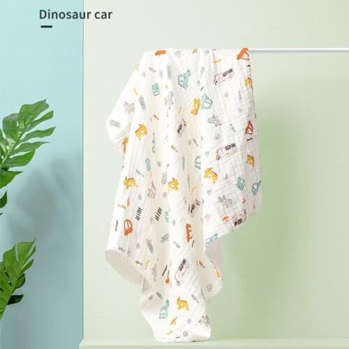 Baby Sleeping Swaddle Wrap Cotton Muslin Receiving Blanket Cartoon Printed Bath Towel Stroller Bedding Newborn Infant Props