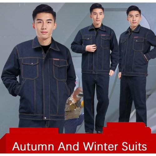 Denim Welding Clothing Men Work Uniforms Durable Anti-scald Sparking Worker Uniform Welder Suit Mechanical Auto Repair Coveralls