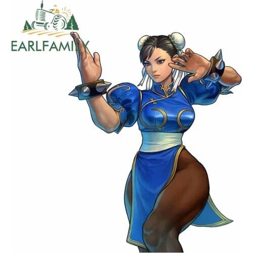 EARLFAMILY 13cm x 10.2cm for The King of Fighters Chun Li Motorcycle Car Stickers Refrigerator Cartoon Trunk Windshield Decal