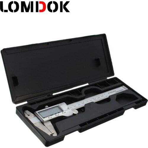 LOMDOK 0-150mm Digital Calipers battery Stainless Steel Electronic Digital Vernier Caliper Micrometer Guage LCD suitcase box