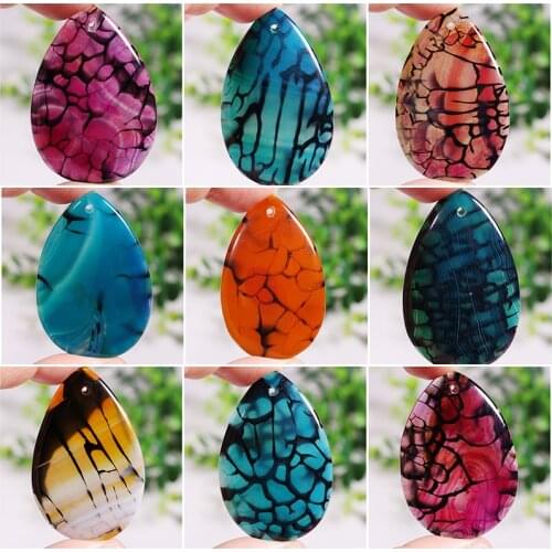 Fubaoying New Charms Rainbow Dragon Veins Agates Multiple Shape Pendant Stone Bead For Jewelry Making 1Pcs