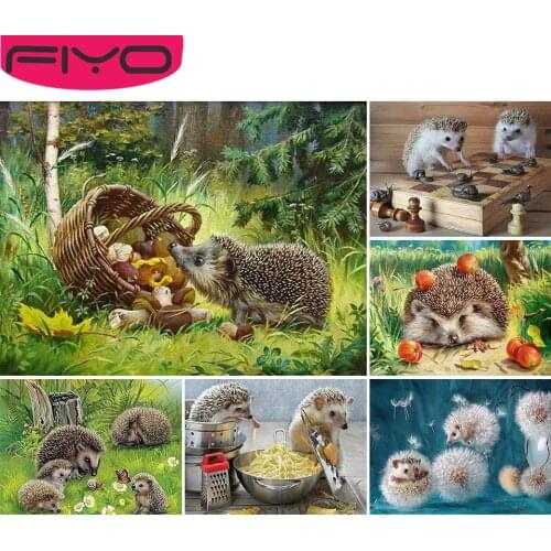 FIYO 5D DIY Diamond Painting Cute Hedgehog Cross Stitch Full Square/Round Embroidery Animals Mosaic Wall Stickers Home Decor
