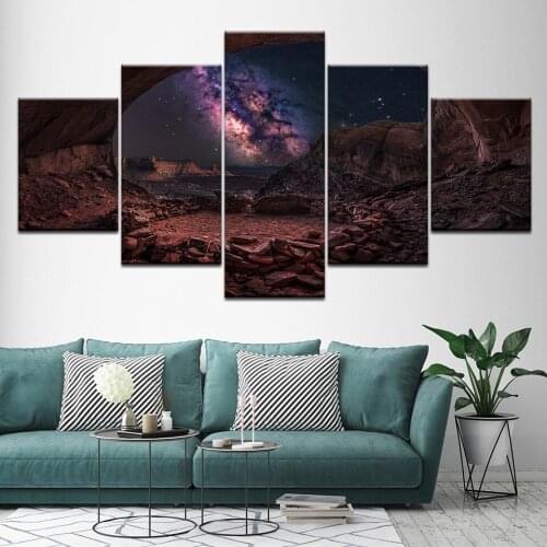Canvas Painting Seaside caves and gypsophila 5 Pieces Wall Art Painting Modular Wallpapers Poster Print for living room Decor
