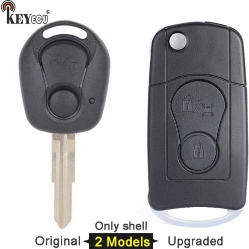 KEYECU for SsangYong Actyon Kyron Rexton Replacement Original / Upgraded Flip Folding 2 Button Remote Car Key Shell Case Blank