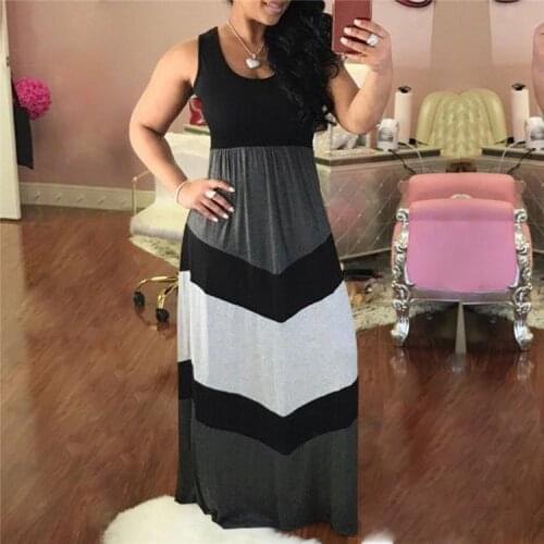 2020 Best Quality Famous Brand Oversize Dress Color Block Tank Top Sleeveless Summer Loose Maxi Dress