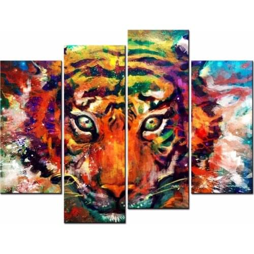HOT Framed 4Pieces/set CiSe tiger Wall Art For Wall Decor Home Decoration Picture Paint on Canvas Prints Painting