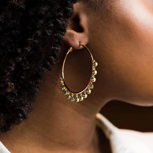 Huitan Minimalist Smooth Hoop Earrings With Light Blue CZ Tassel Design Fashion Versatile Female Accessories 2021 Trendy Jewelry