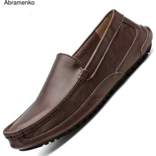 Genuine Leather Men Casual Shoes Luxury Brand 2020 Mens Loafers Moccasins Breathable Slip on Male Driving Shoes Plus Size 38-48