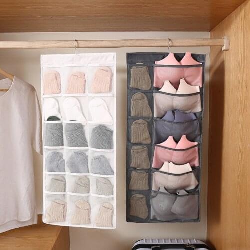 Wall Door Hanging Storage Bag Double Side Folding Underwear Bra Socks Sorting Bag Closet Wardrobe Storage Bag Home Organizer