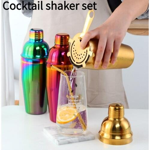 Stainless Steel Shaker Cocktail Shaker Set with Measuring Cup and Ice Filter Bomb Set Hand Shaker Cup Fancy Shaker Bar Tool