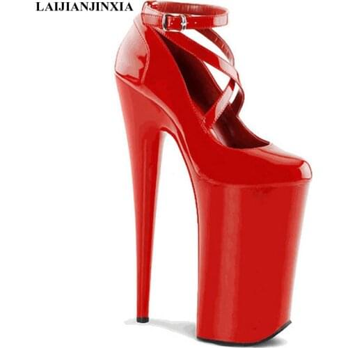 LAIJIANJINXIA New Female Pumps Shoes Platform Round Toe Women Pumps 20CM Ultra High Heels Shoes Sexy Shallow Ladies Single Shoes