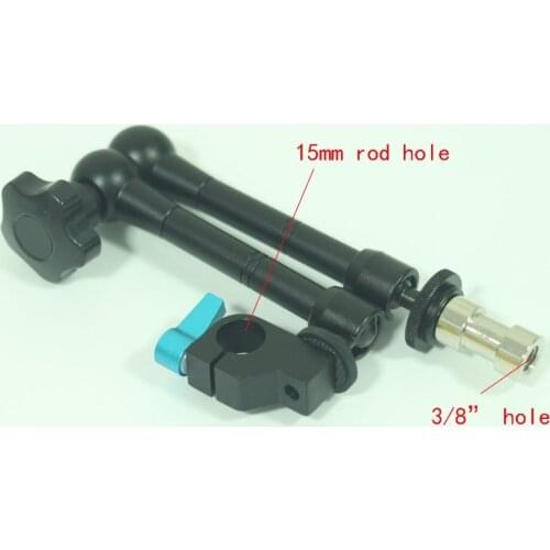New 30cm/11.8inch Aluminum Alloy Articulating Magic Arm w/ 15mm Rod Clamp mount