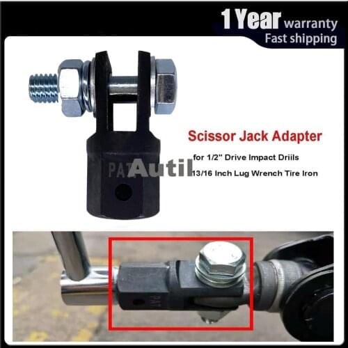 Scissor Jack Adaptor 1/2'' for Use with 1/2 Inch Drive or Impact Wrench Tools Horizontal hydraulic jack adaptation and extension