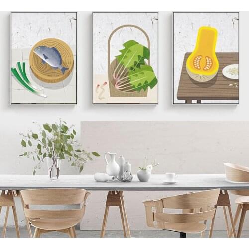 Modern Style Vegetable Poster On Cutting Board Home Living Room Kitchen Dining Room Wall Art Decoration Canvas Painting