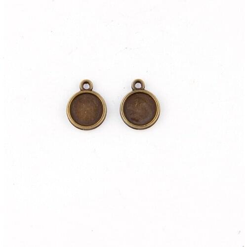 Fit 10mm Round Antique Bronze Pendants Setting Cabochon Cameo Base Tray Bezel Blank DIY Jewelry Findings