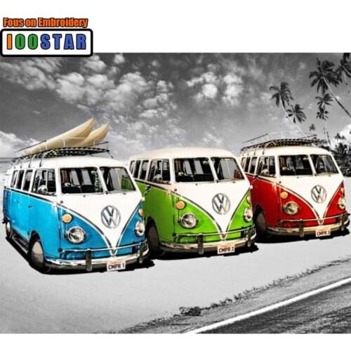Full Drill Square Diamond 5D DIY Diamond Painting"Three cars"Diamond Embroidery Cross Stitch Rhinestone Mosaic Painting