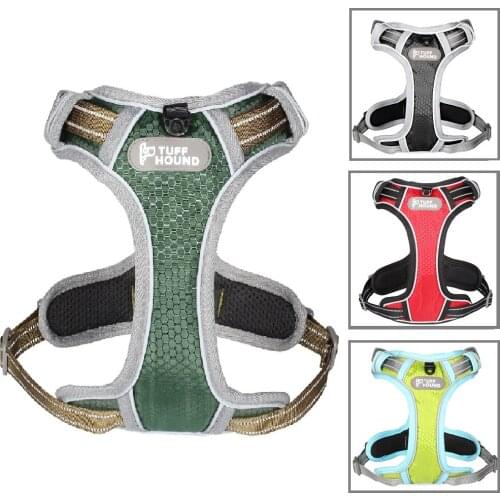 Pet Dog Harness Adjustable No-Pull Reflective Nylon Dog Leash Chest Strap Vest Padded Polyester Mesh Harness for Medium Large