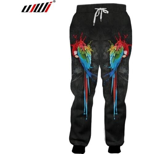 UJWI Sweatpants New Long 3D Sweatpants Print Parrot Black and red Hip Hop Plus Size 5XL Clothing Male Spring pants Dropshipping
