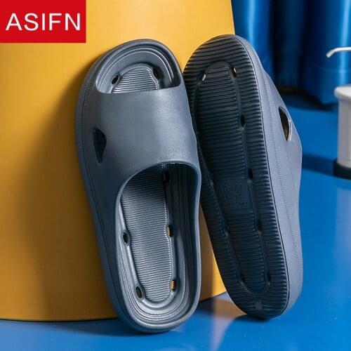 ASIFN Summer Bathroom Leaking Men Slippers Women Slides Non-slip Home Couple Eva Sandals Slippers Wholesale House Slippers Men