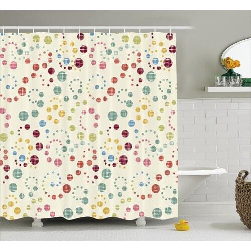 Modern Art Home Decor Shower Curtain Grunge Polka Dots Spots Backdrop Motif Retro Nostalgic Aesthetic Image Bathroom Curtains