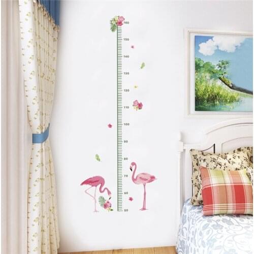 Passionate flamingo growth chart diy wall stickers bedroom home decor cartoon animals height measure wall decals pvc mural art