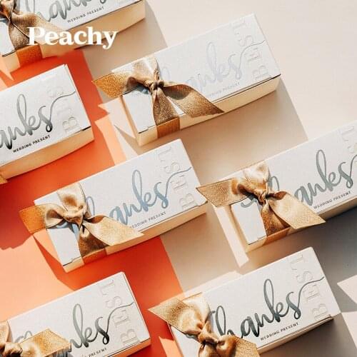 Wedding candy box golden strip personality creative Wedding Favor Gift Box Cake Box Packaging With Ribbon free shipping