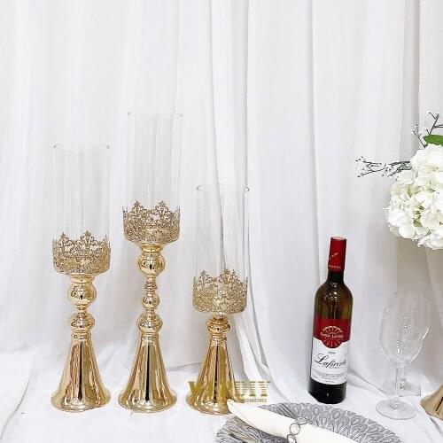 European style wedding crafts glass candle holder wrought iron frame Wedding site layout model room hotel club furnishings