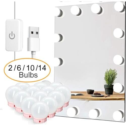 LED Professional Make up Mirror Light USB bathroom Table Mirror with 6 10 14Bulbs Full Backlit Mirror Hollywood Vanity Lights