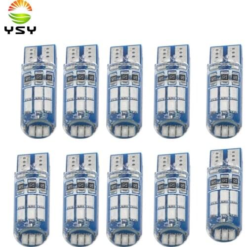 YSY 10x NEW Car T10 4014 15 LED Bulb W5W 194 White Silicone 15SMD Car Interior Bulb/License Plate Light Reading light Ice blue
