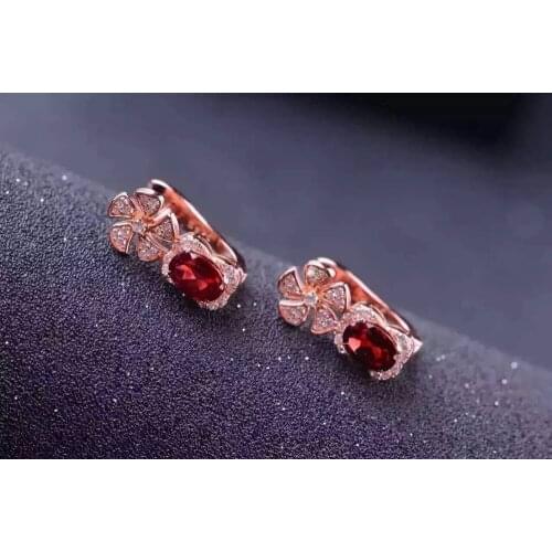 Natural red garnet stone earrings 925 silver Natural gemstone earring women windmill personality fashion Earrings for engagement