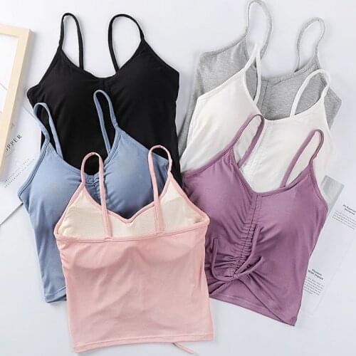 Women Sexy Crop Tops Bra Female Streetwear Sleeveless Seamless Sports Bra Girls Drawstring Lingerie Padded Tank Top
