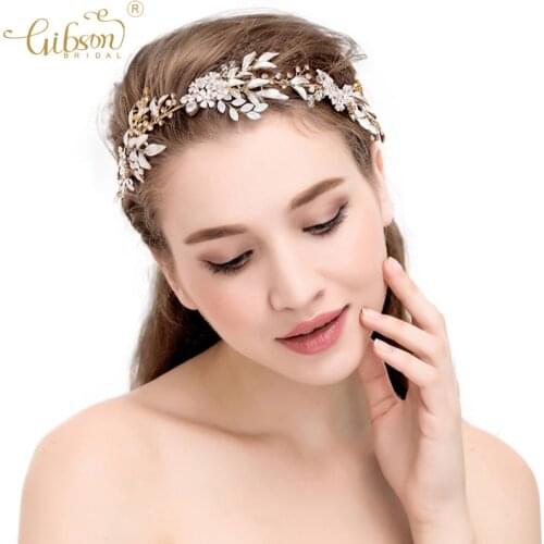 Wedding Girls Leaf Headbands Crystal Bridal Hair Vine Flower Leaf Opal Regal Woman Headpiece Hair Accessories Jewelry