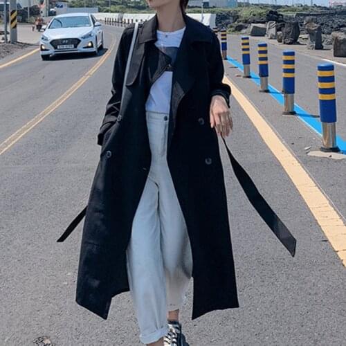 Net Red Khaki Windbreaker Coats Womens Clothing 2021Spring Autumn New Fashion Mid-Length Loose All-Match Trench Coat Female A526